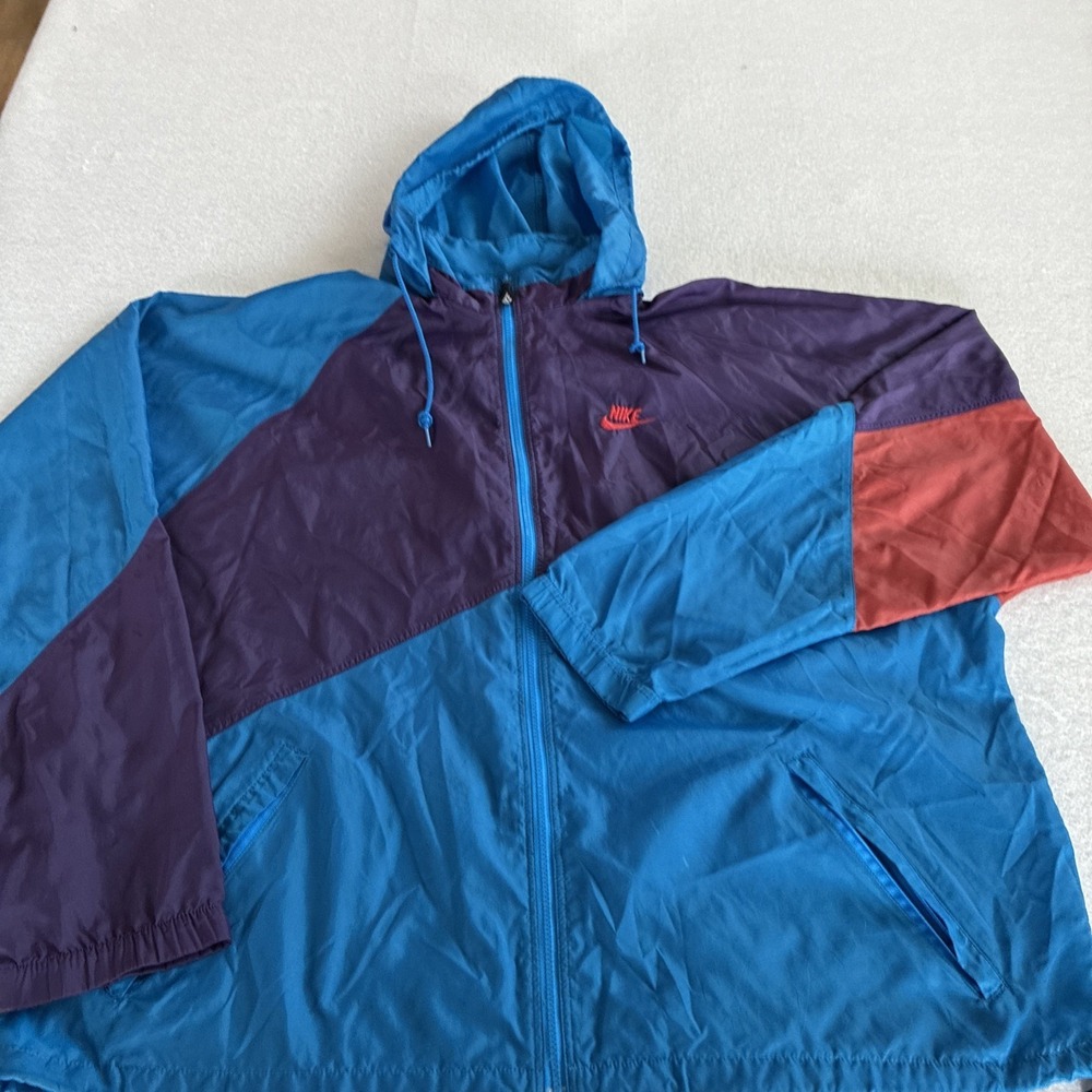 Vintage Nike Jacket Adult XL Colorblock Windbreaker Track Gray‎ Tag 80s 90s